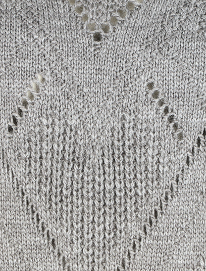 Pull droit col V uni - Gris - 3