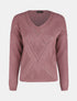 Pull droit col V uni - Vieux rose - 1