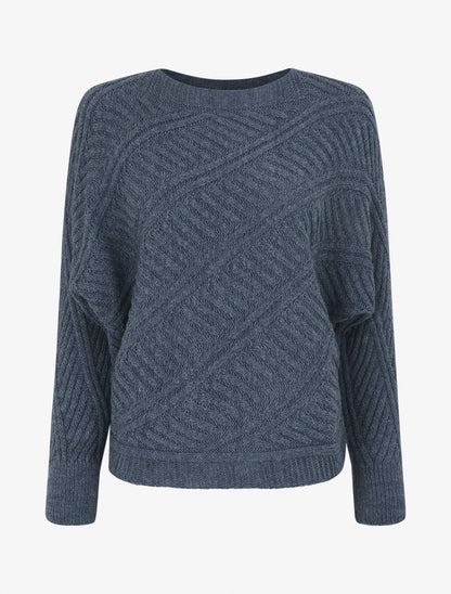 Pull droit uni à col bateau - Bleu - 1