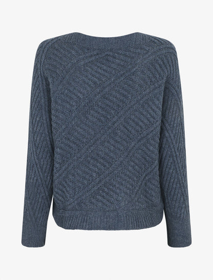 Pull droit uni à col bateau - Bleu - 2