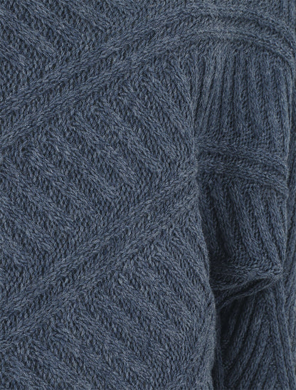 Pull droit uni à col bateau - Bleu - 3