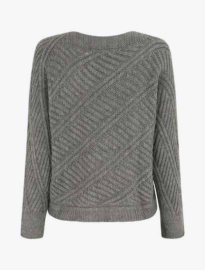 Pull droit uni à col bateau - Gris - 2