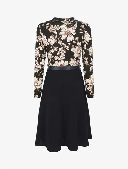 Robe bicolore imprimé fleurs - Noir - 2
