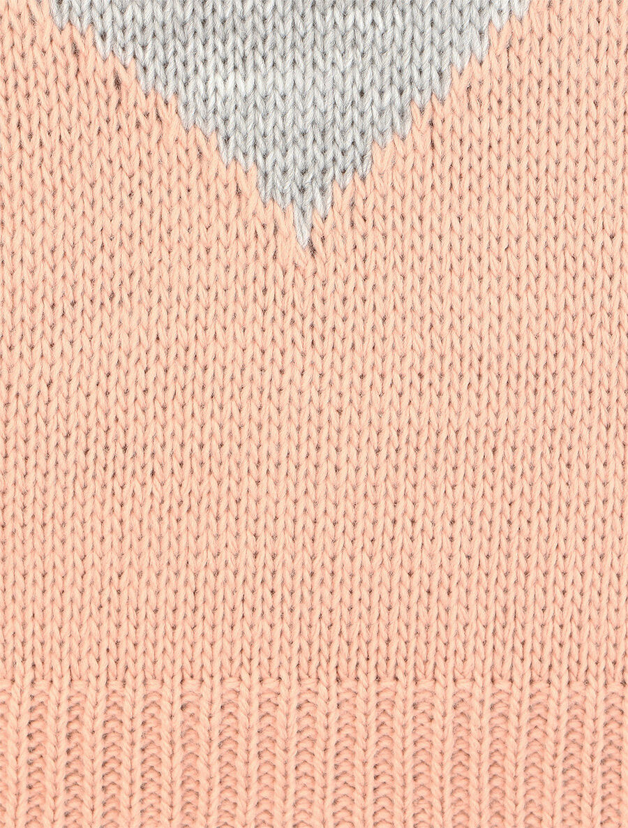 Pull droit à motif en V - Gris/rose - 3