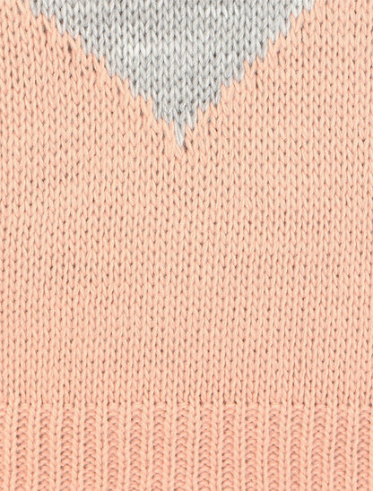 Pull droit à motif en V - Gris/rose - 3