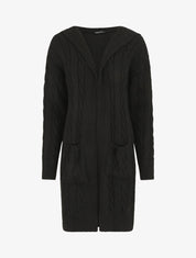 Gilet long à capuche - Noir - 1