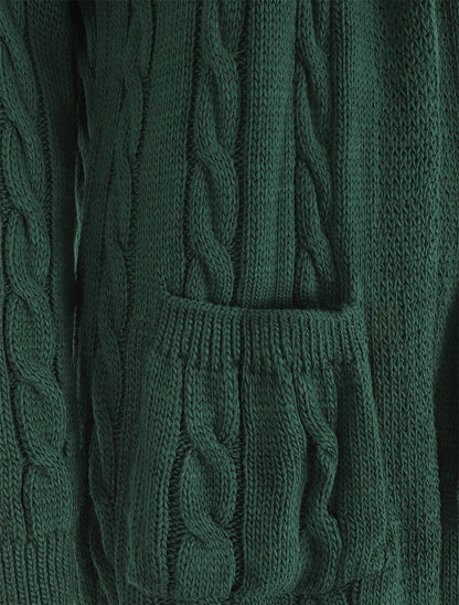 Gilet long à capuche - Vert foncé - 3