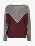 Pull loose col bateau et motif en V - Gris/prune - 1