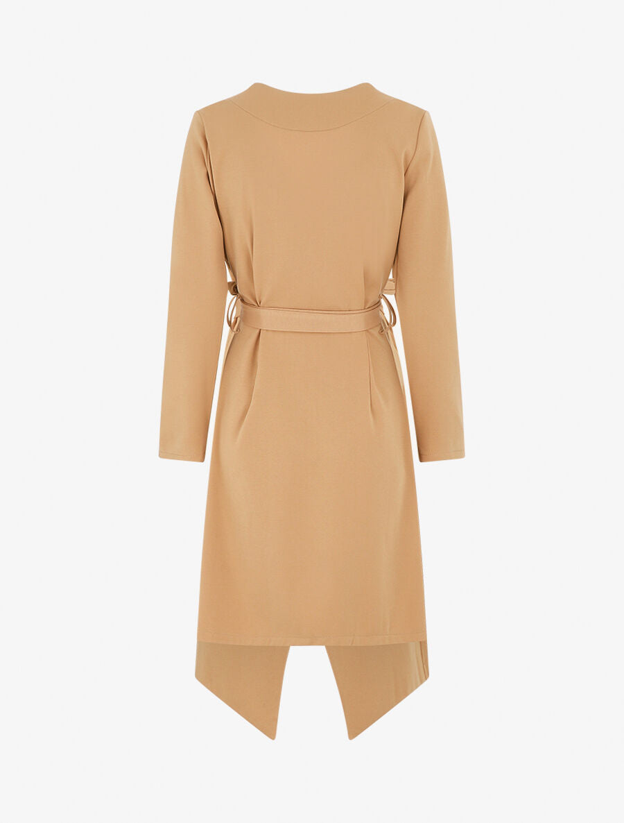Veste longue ceinturée - Camel - 2