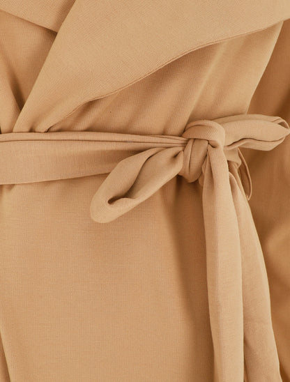Veste longue ceinturée - Camel - 3