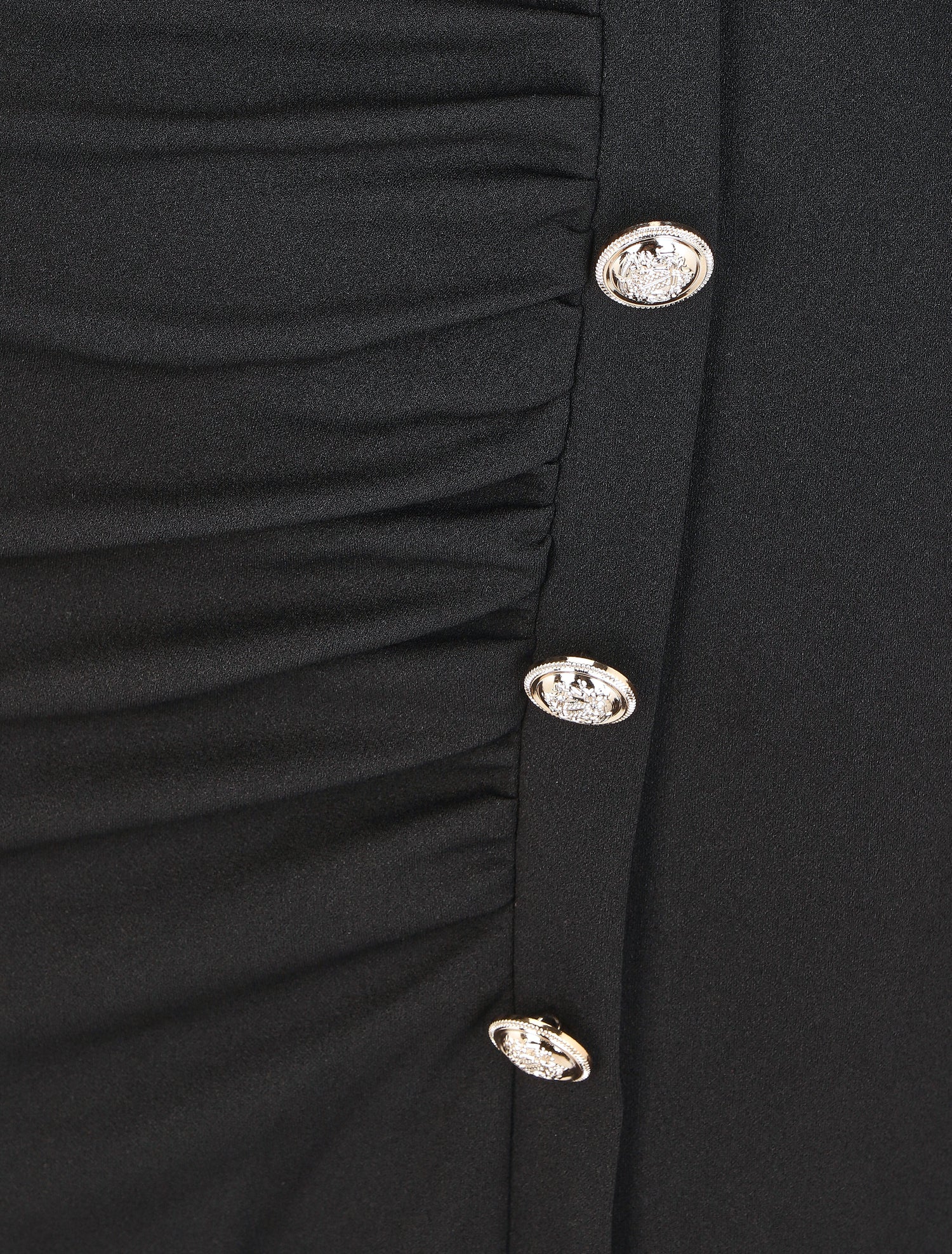 Robe courte drapée à manches longues - Noir - 3