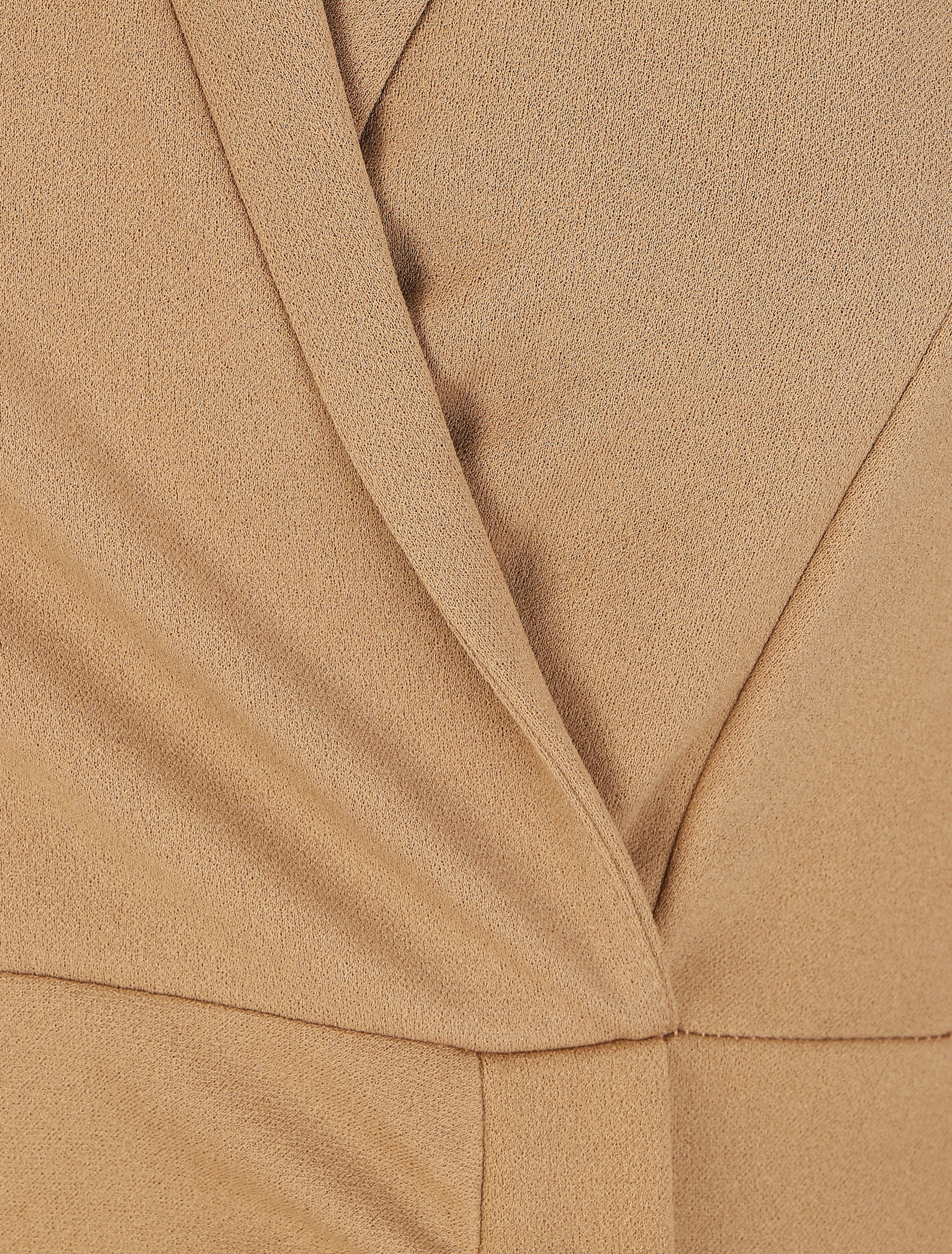 Robe courte drapée à manches longues - Camel - 3