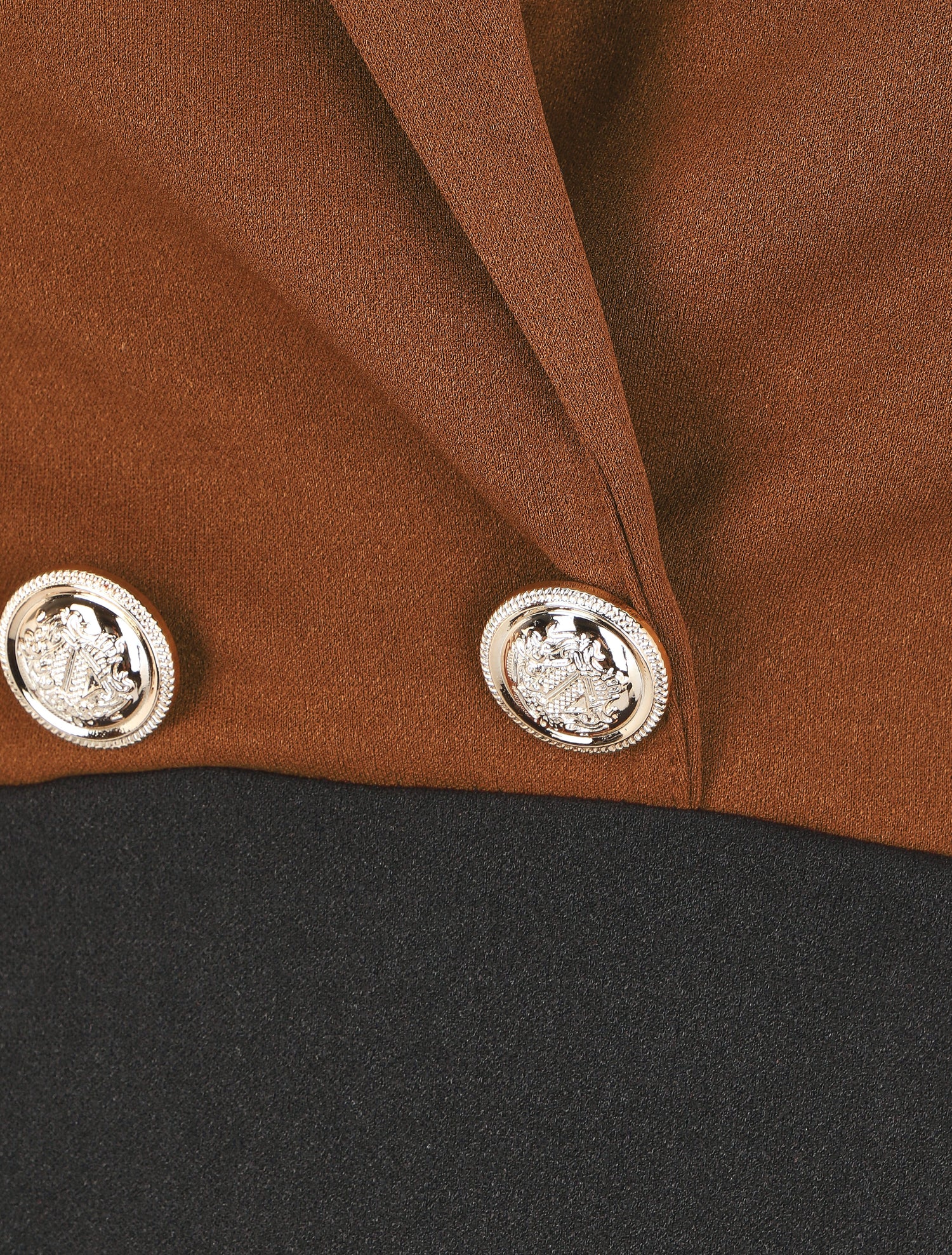 Robe courte col cache-coeur boutonné - Camel - 3
