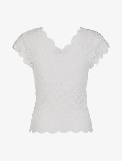 Top en dentelle transparent - Blanc - 2