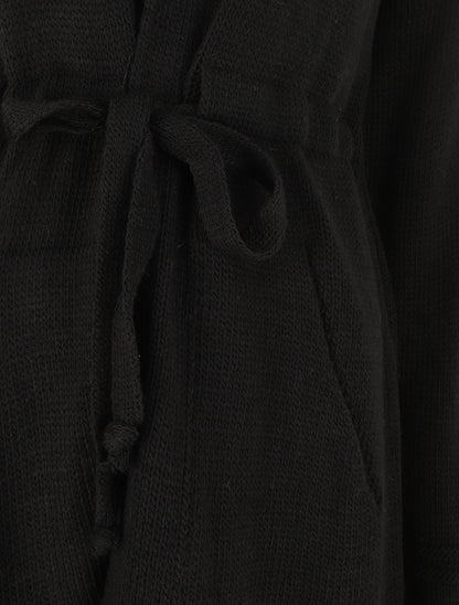Gilet long à capuche - Noir - 3