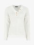 Pull droit uni col V boutonné - Blanc - 1