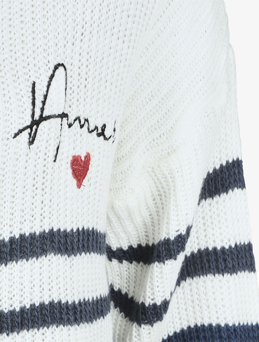 Pull marinière droit motif coeur - Bleu - 3