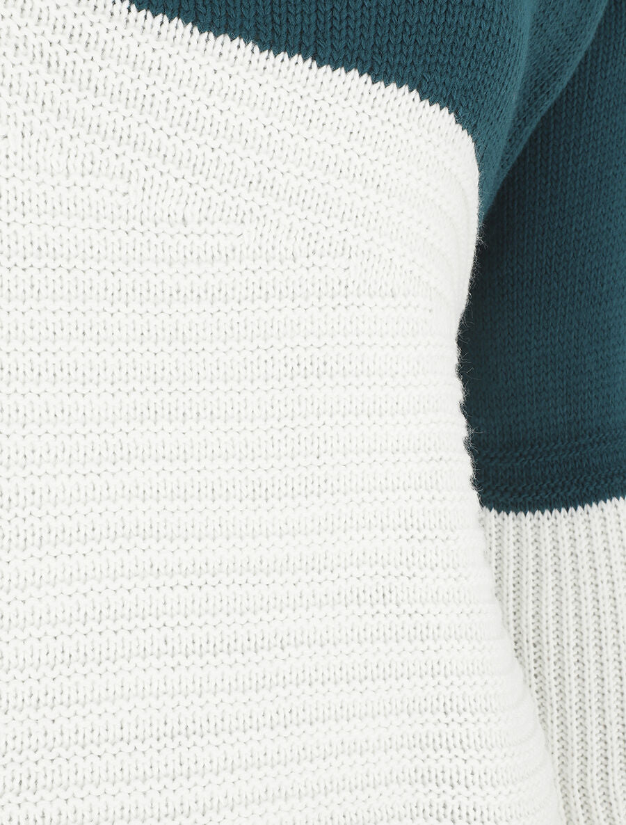 Pull droit texturé col bateau - Bleu canard - 3