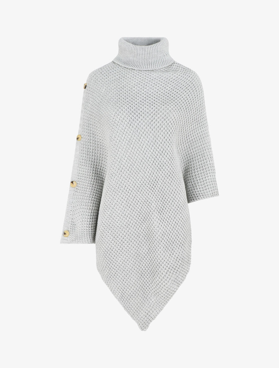 Poncho uni col roulé - Gris - 4