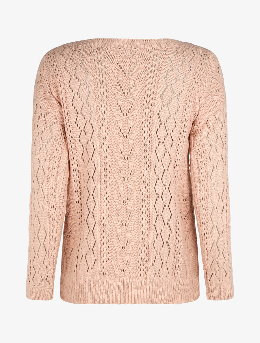 Pull droit uni col bateau - Rose - 2