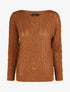 Pull droit uni col bateau - Camel - 4