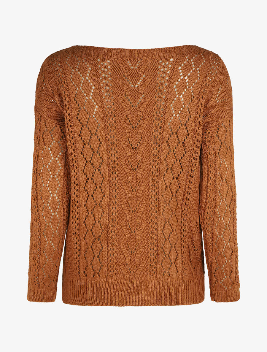 Pull droit uni col bateau - Camel - 2