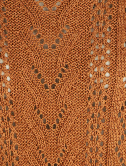 Pull droit uni col bateau - Camel - 3