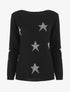 Pull droit motif étoiles - Noir - 1