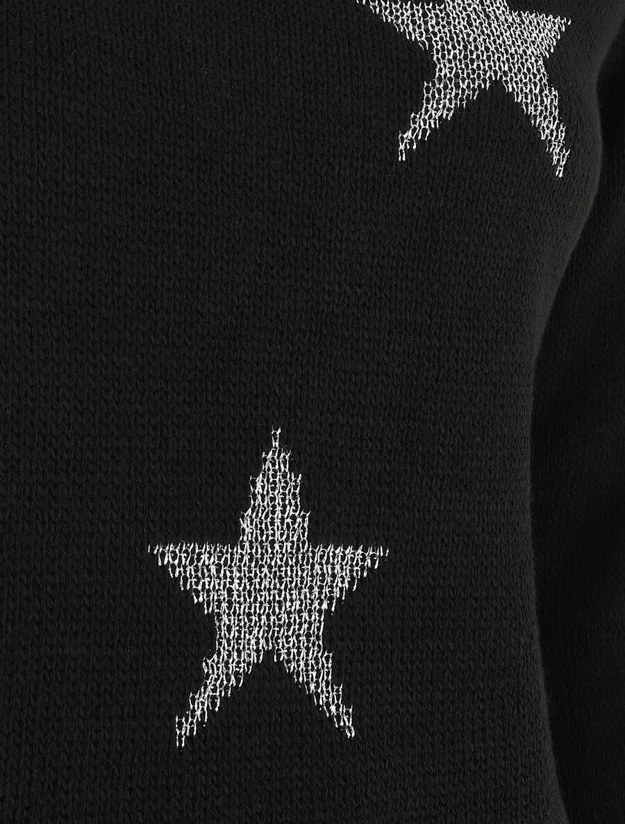 Pull droit motif étoiles - Noir - 3