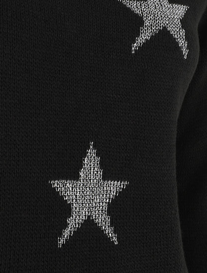 Pull droit motif étoiles - Noir - 3