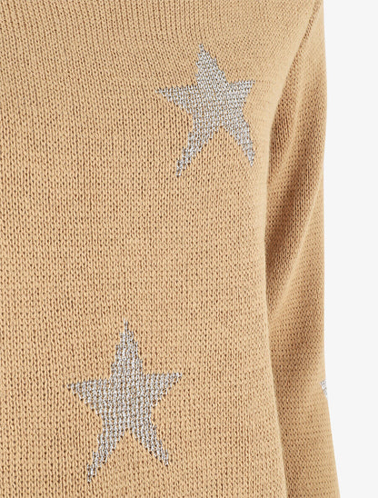 Pull droit motif étoiles - Camel - 3