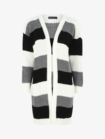 Gilet long rayé - Noir - 4
