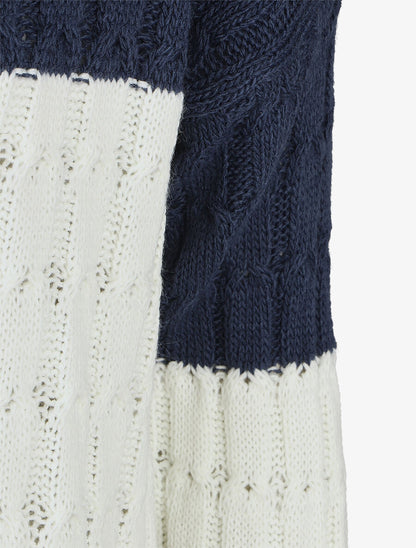 Gilet mi-long motif rayé - Bleu - 3