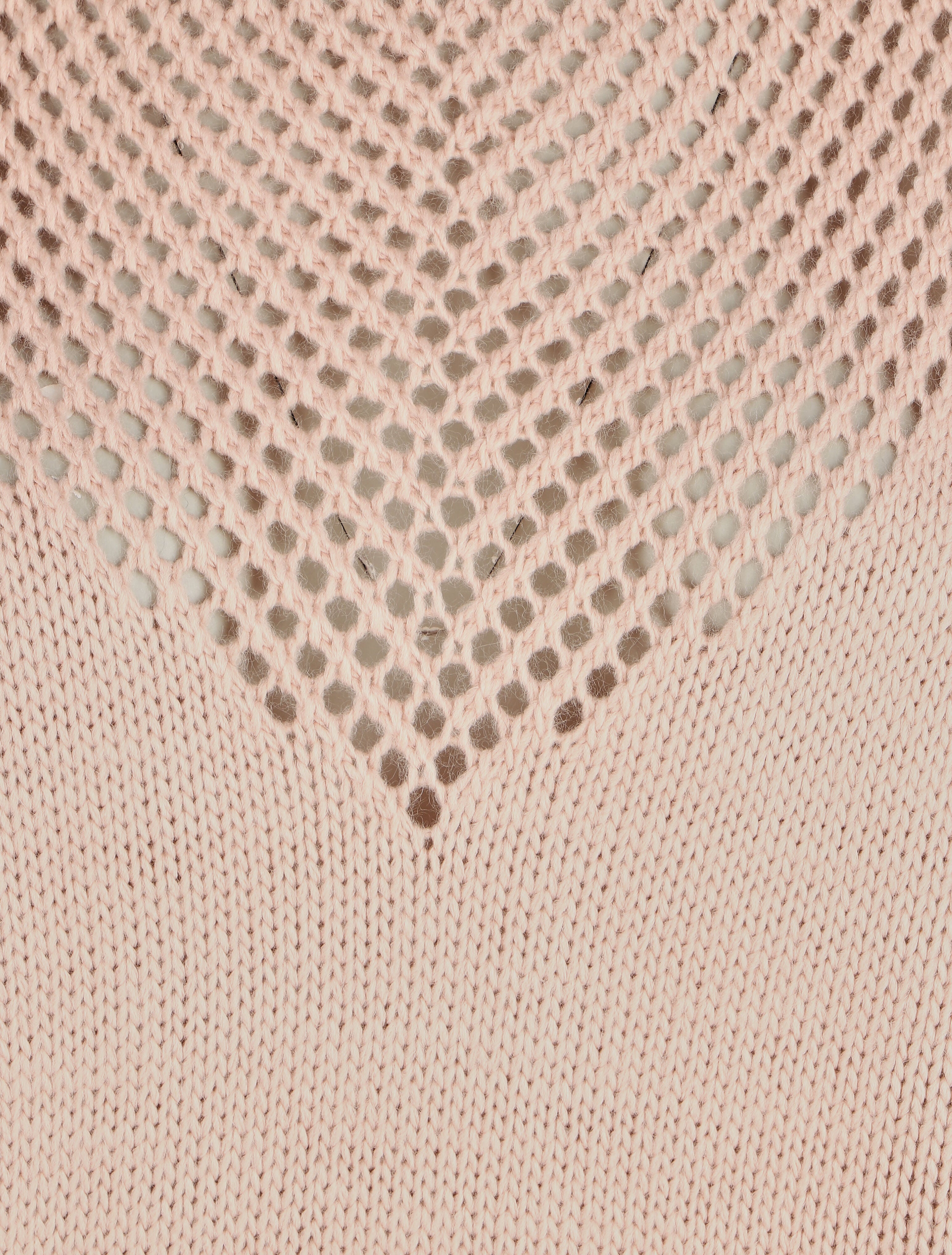 Pull droit col bateau en maille ajourée - Rose - 3