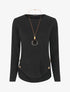 Pull fin uni à boutons décoratifs - Noir - 1