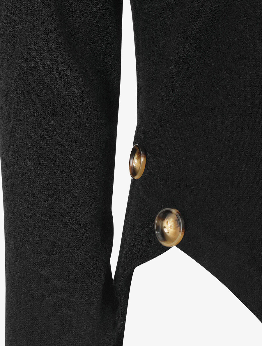 Pull fin uni à boutons décoratifs - Noir - 3