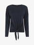 Pull droit uni à noeud et boutons - Marine - 5