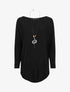 Pull ample uni manches chauve-souris - Noir - 1