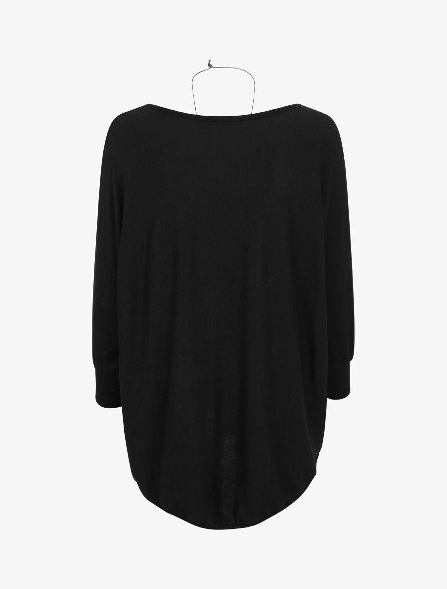Pull ample uni manches chauve-souris - Noir - 2