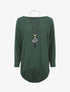 Pull ample uni manches chauve-souris - Vert foncé - 1