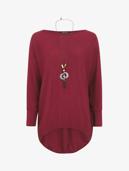 Pull ample uni manches chauve-souris - Bordeaux - 4