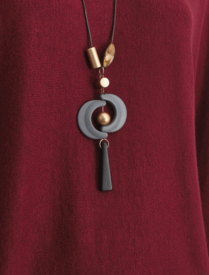 Pull ample uni manches chauve-souris - Bordeaux - 3