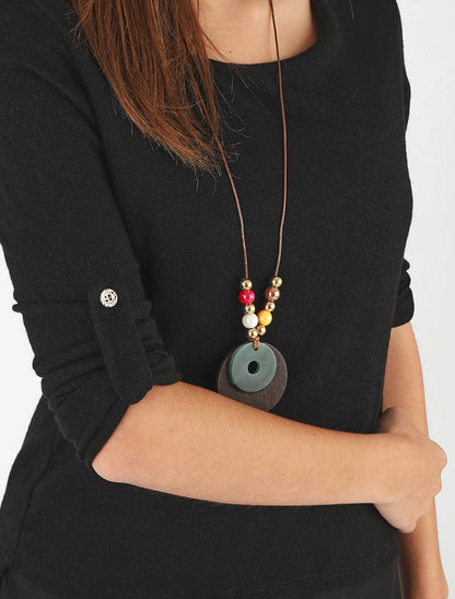 Pull droit uni doublure en voile - Noir - 6