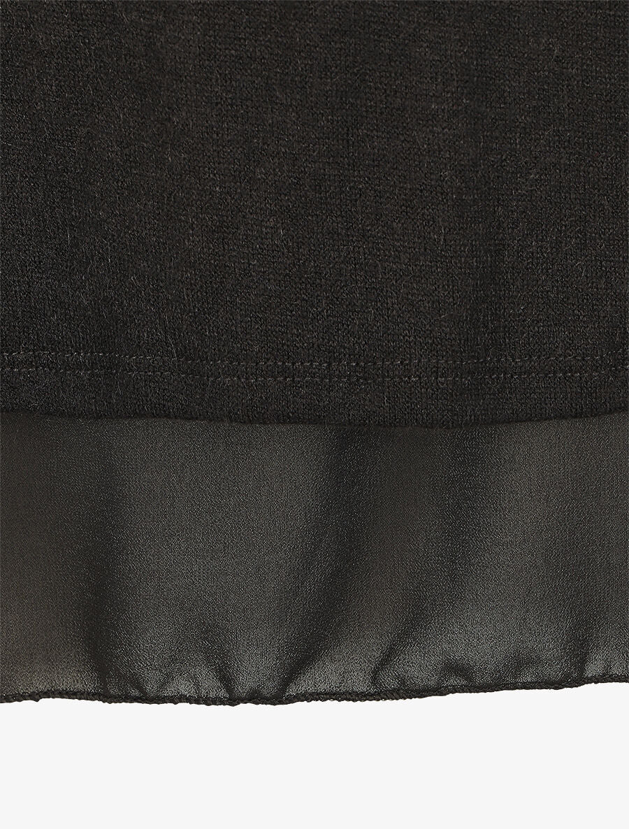 Pull droit uni doublure en voile - Noir - 3