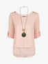 Pull droit uni doublure en voile - Rose - 4