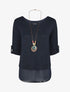 Pull droit uni doublure en voile - Marine - 1