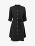 Robe chemise unie manches longues - Noir - 1