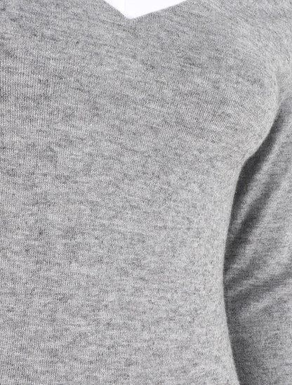 Robe droite mi-longue col V - Gris - 3