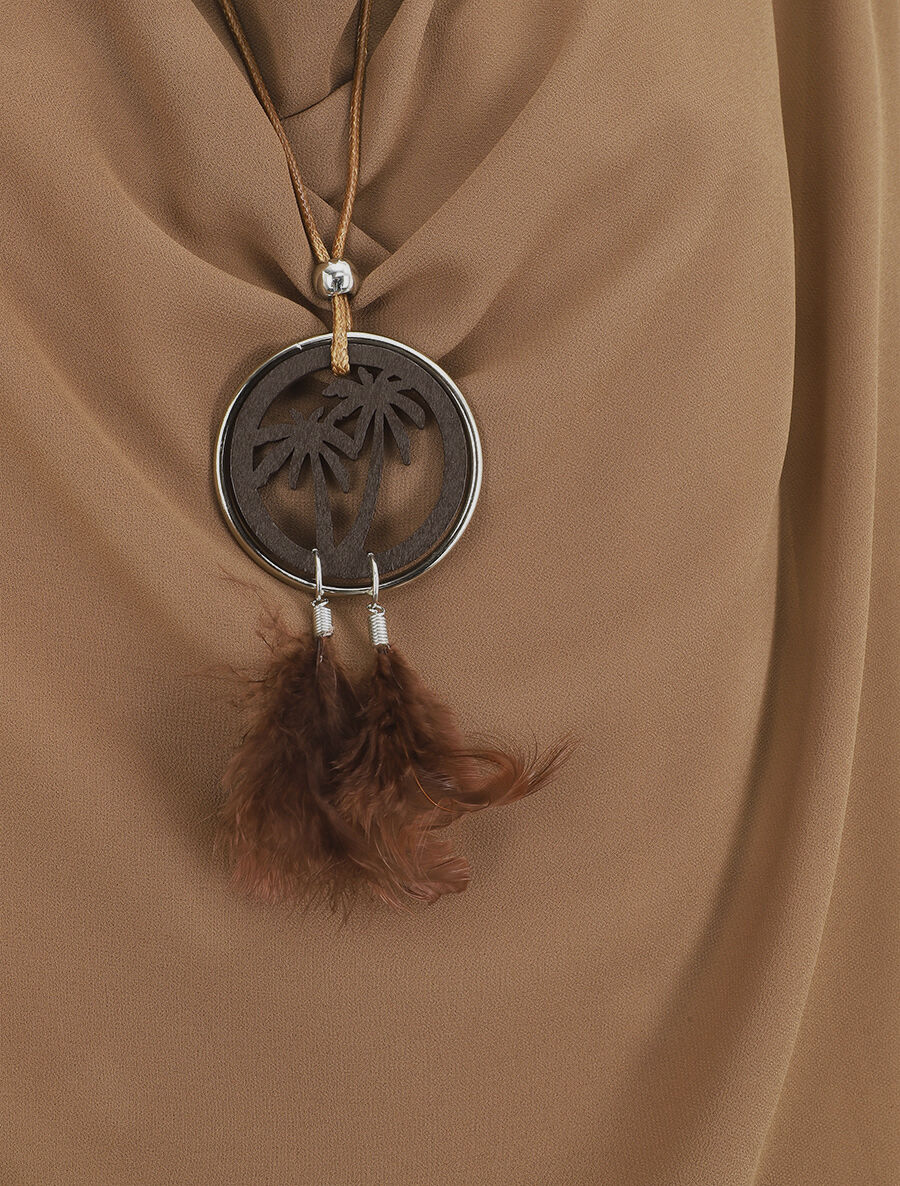Blouse unie à col bénitier - Camel - 3
