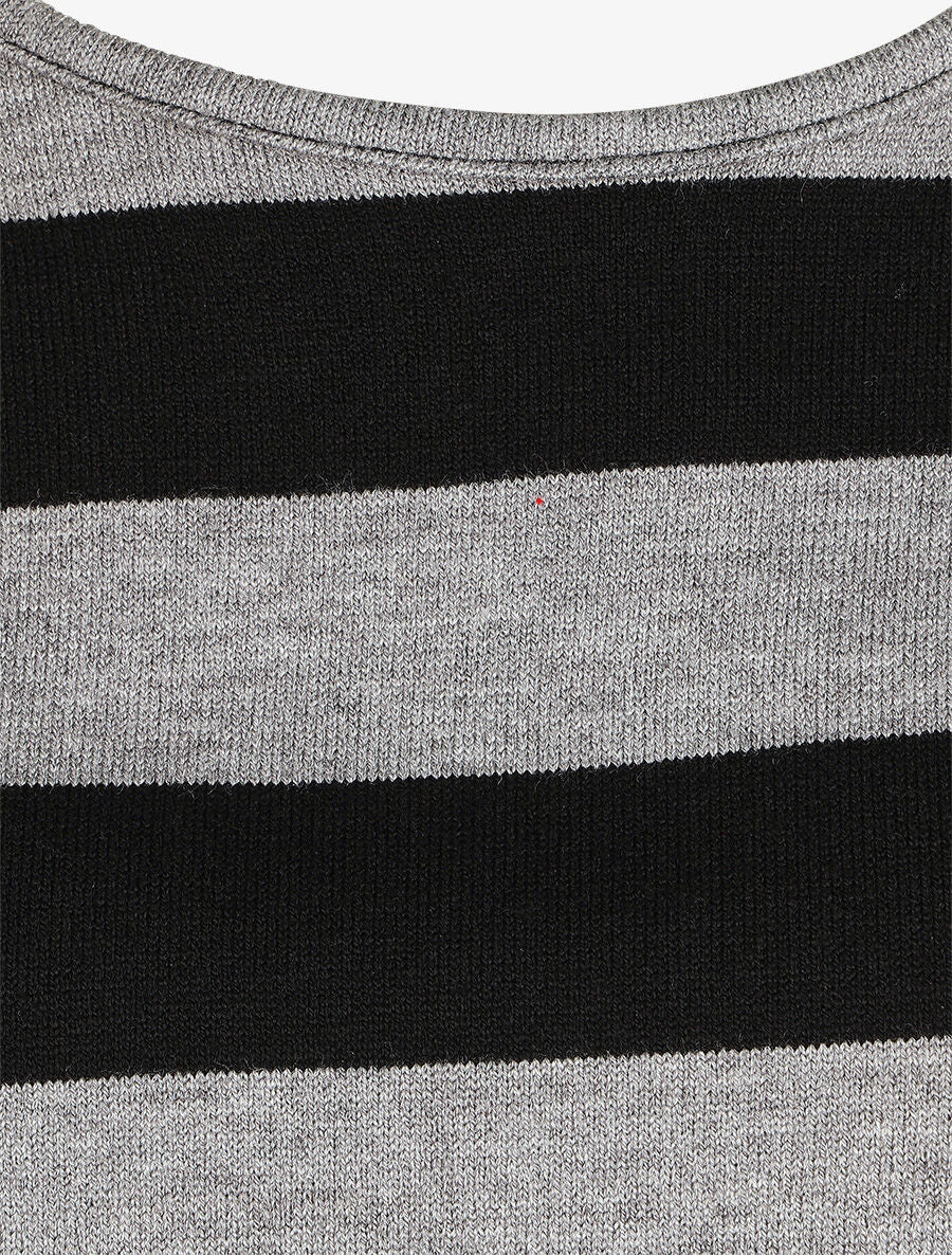 Pull ample motif rayé - Gris - 3